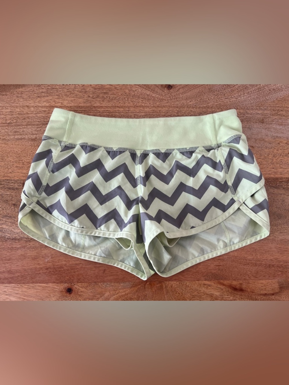 IVIVVA (Lululemon for kids) Girls Sz 12 athletic Mint  Chevron Running Shorts